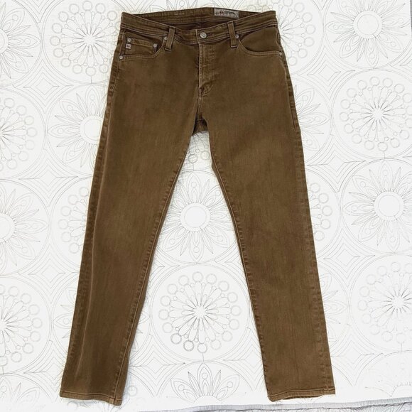 AG Adriano Goldschmied Acorn Brown Tellis Jeans 33x31 Modern Slim Fit - Picture 1 of 8